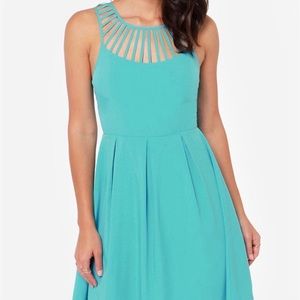 MOVING SALE! LULU' S CAGE-EAN SEA TURQUOISE DRESS